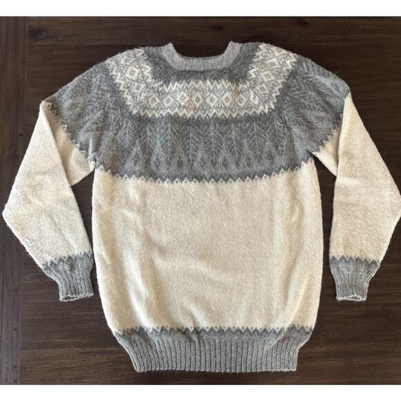 Shag Wool Nordic Sweater Adults Large Knit Pullover Vintage 90s Unisex - Picture 5 of 10